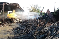 Hiện trường vụ hỏa hoạn. (Ảnh: Đậu Tất Thành/TTXVN)