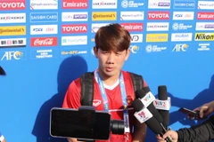 Tiền vệ Trần Minh Vương cho biết toàn đội đã sẵn sàng cho trận gặp Iran. (Ảnh: Hoàng Linh/TTXVN)