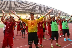 U22 Việt Nam thắng tuyệt đối sau 3 lượt trận. (Ảnh: Quốc Khánh/TTXVN)