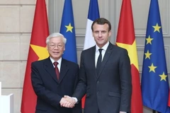 Tổng Bí thư Nguyễn Phú Trọng và Tổng thống Cộng hòa Pháp Emmanuel Macron. (Ảnh: Trí Dũng/TTXVN)