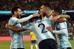 Niềm vui của cầu thủ Argentina sau bàn thắng của Gabriel Mercado. (Nguồn: Getty Images)
