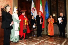 Đại sứ phát biểu tại buổi Gặp mặt Tết Nguyên đán tại thành phố Torino. (Ảnh: Quang Thanh/Vietnam+)