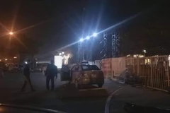 Hiện trường vụ tài xế taxi bị sát hại vào đêm 24 Tết. (Ảnh: PV/Vietnam+)