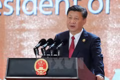 Chủ tịch Trung Quốc Tập Cận Bình phát biểu tại Hội nghị Thượng đỉnh Doanh nghiệp APEC 2017 (CEO Summit 2017). (Nguồn: TTXVN)