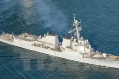 Tàu khu trục USS Lassen của Mỹ, một trong những tàu tham gia hoạt động tuần tra ở Biển Đông.(Nguồn: Kyodo/TTXVN)