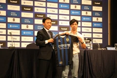 Công Phượng chính thức ra mắt Incheon United. (Ảnh: Mạnh Hùng/Vietnam+)