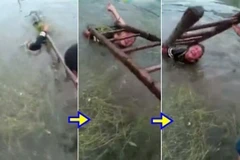 Cha dìm con xuống nước để dạy bảo. (Nguồn: shanghaiist.com)