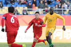 Quang Hải (số 19) là người ghi bàn thắng duy nhất của trận đấu. (Nguồn: AFC)