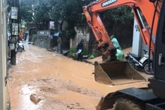 Công tác dọn dẹp vệ sinh nhằm đảm bảo an toàn cho người dân. (Ảnh: CTV/TTXVN phát)