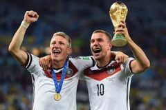 Podolski và Schweinsteiger ăn mừng chức vô địch World Cup 2014. (Nguồn: dfb.de)