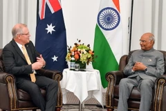 Thủ tướng Australia Scott Morrison (trái) và Tổng thống Ấn Độ Ram Nath Kovind tại cuộc gặp ở Sydney ngày 22/11. (Ảnh: AFP/TTXVN)