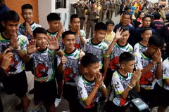 Thành viên đội bóng Thái Lan. (Nguồn: Reuters)