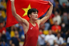 Mạnh Hùng giành HCV hạng 67kg môn Vật. (Ảnh: Tá Hiển/Vietnam+)