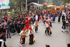 Nghi lễ tại đình Đại làng Triều Khúc. (Ảnh: Hoàng Hùng/TTXVN)