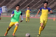 U22 Việt Nam hướng đến trận gặp U22 Indonesia. (Ảnh: Tuấn Cương/TTXVN)