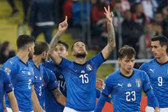 Cristiano Biraghi (số 15) ghi bàn giúp Italy giành chiến thắng. (Nguồn: PA)
