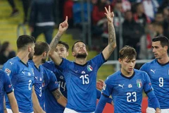 Cristiano Biraghi (số 15) ghi bàn giúp Italy giành chiến thắng. (Nguồn: PA)
