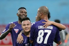 Hà Nội T&T lên ngôi đầu V-League. (Ảnh: Quốc Khánh/TTXVN)