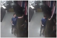 Hình ảnh du khách Italy xé quốc kỳ Thái Lan được máy quay ghi lại. (Nguồn: bangkokpost)