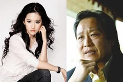 Lưu Diệc Phi và cha nuôi Trần Kim Phi. (Ảnh: Internet)