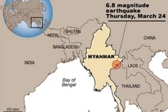 Hình mô tả động đất ở Myanmar.