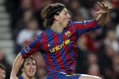 Ibrahimovic mang lợi thế trước trận lượt về cho Barca. (Ảnh: AP)