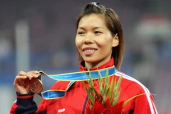 Vũ Thị Hương giành HCV tại ASIAD 16. (Ảnh: Quốc Khánh/TTXVN)