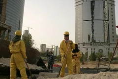 Công nhân ở các công trình World Cup 2022. (Nguồn: Daily Mail)