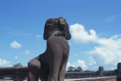 Một bức tượng sư tử ở Angkor Wat. (Ảnh minh họa: Internet)
