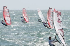 Các vận động viên đang thi đấu ở nội dung chuyên nghiệp. (Ảnh: Quang Nhựt/TTXVN)