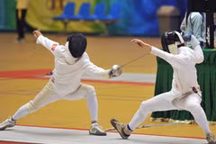 Đấu kiếm giành HCV thứ 5 tại SEA Games 26. (Ảnh: Quốc Khánh/TTXVN)