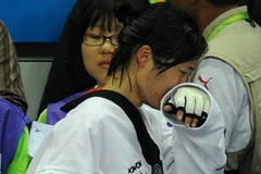 Nỗi buồn của Nguyễn Thị Hoài Thu sau khi để thua trong trận chung kết. (Ảnh: Quốc Khánh/TTXVN)