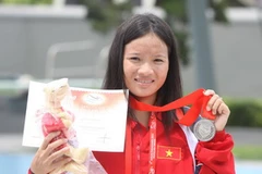 Hồ Thị Loan, HCB nội dung 400m tự do. (Ảnh: Ngọc Trường/TTXVN)