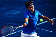 Federer thi đấu trên sân đất nện màu xanh. (Nguồn: Getty Images)