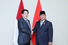 Chủ tịch nước Lương Cường gặp Tổng thống Indonesia Prabowo Subianto. (Ảnh: Lâm Khánh/TTXVN)