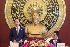 Chủ tịch nước Võ Văn Thưởng phát biểu tại phiên họp cấp cao với chủ đề “Kinh tế Số - Động lực mới của tăng trưởng.” (Ảnh: Thống Nhất/TTXVN)