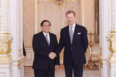 Thủ tướng Phạm Minh Chính hội kiến Đại Công tước Luxembourg Henri. (Ảnh: Dương Giang/TTXVN)