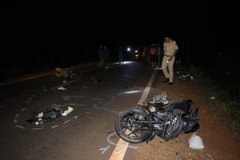 Hiện trường vụ tai nạn. (Ảnh: TTXVN phát)