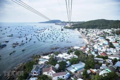 Thị trấn An Thới, huyện đảo Phú Quốc nhìn từ trên cao. (Ảnh: Hồng Đạt/TTXVN)