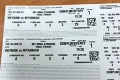 Vé xem trận Việt Nam với Myanmar. (Ảnh: PV/Vietnam+) 