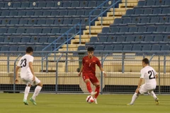 U23 Việt Nam đá tấn công với U23 Kyrgyzstan nhưng không thể tận dụng cơ hội ghi bàn. (Ảnh: VFF)