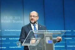 Chủ tịch Nghị viện châu Âu Martin Schulz tại cuộc họp báo. Ảnh: Hương Giang/Vietnam+)