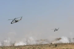 Máy bay trực thăng MI-35 của Nga tham gia một cuộc tập trận. (Nguồn: AFP/TTXVN)