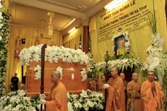 Lễ tang Giác linh cố Đại lão Hòa thượng Thích Trí Tịnh. (Ảnh: Thế Anh/TTXVN)