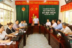 Quang cảnh Kỳ họp lần thứ 34 của Ủy ban Kiểm tra Tỉnh ủy Gia Lai xem xét kỷ luật nhiều lãnh đạo của Sở Tài nguyên và Môi trường tỉnh Gia Lai. (Ảnh: Đăng Vũ-Quang Thái/TTXVN)