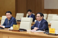 Thủ tướng Phạm Minh Chính phát biểu tại buổi tiếp Chủ tịch Liên minh Nghị sỹ Hữu nghị Nhật Bản-Việt Nam Nikai Toshihiro. (Ảnh: Dương Giang/TTXVN)