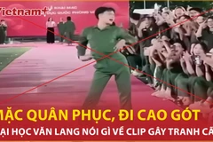 Nam sinh mặc quân phục, đi giày cao gót: Đại học Văn Lang nói gì?