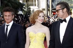 Ba diễn viên chính của phim (từ phải qua): Brad Pitt, Jessica Chastain, Senn Penn (Nguồn: Getty)