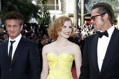 Ba diễn viên chính của phim (từ phải qua): Brad Pitt, Jessica Chastain, Senn Penn (Nguồn: Getty)