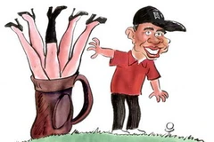 Biếm họa về vụ Tiger Woods ngoại tình (Nguồn: Internet).